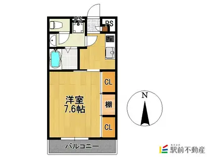 ラ・ヴェリテ水天宮(1K/2階)の間取り写真