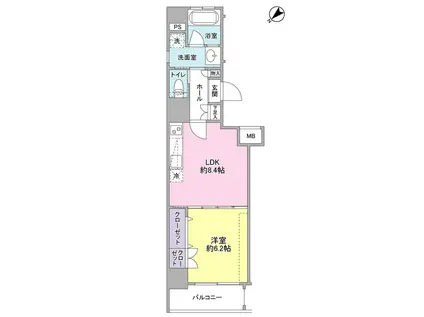 ドルフ21スミカ(1LDK/6階)の間取り写真