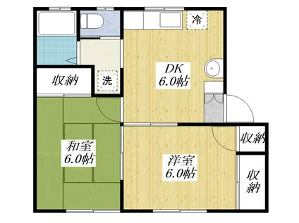 コーポ天野(2DK/1階)の間取り写真