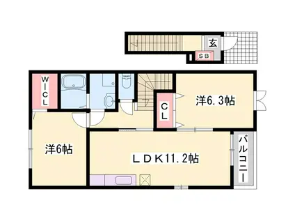 ムックINアサカII(2LDK/2階)の間取り写真
