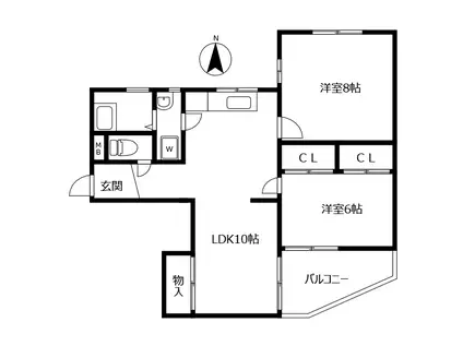 宮内ハイツ(2LDK/4階)の間取り写真