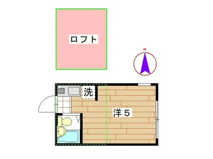 さくらアパートメント(ワンルーム/2階)の間取り写真