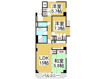 南縣レジデンス(3LDK/5階)の間取り写真