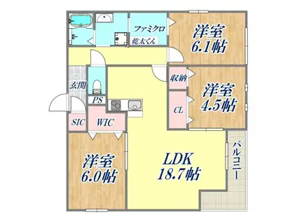 エステート南塚口(3LDK/1階)の間取り写真
