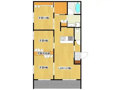 PREMIUM MAISON光プレミアムメゾンヒカリ(3LDK/3階)の間取り写真