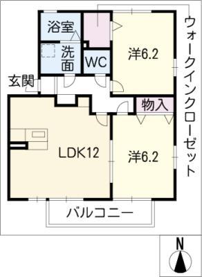 メルベーユ・ボヌール C棟(2LDK/1階)の間取り写真