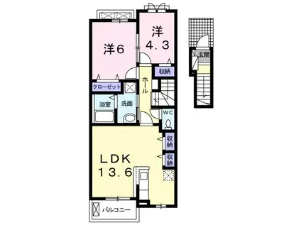 メゾン・ド・コンフォート I(2LDK/2階)の間取り写真