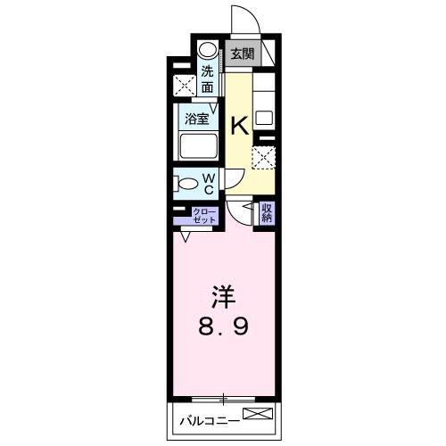 キョーナン宇治伊勢田(1K/2階)の間取り写真