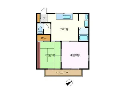 ヒルトップ金沢文庫II(2DK/1階)の間取り写真