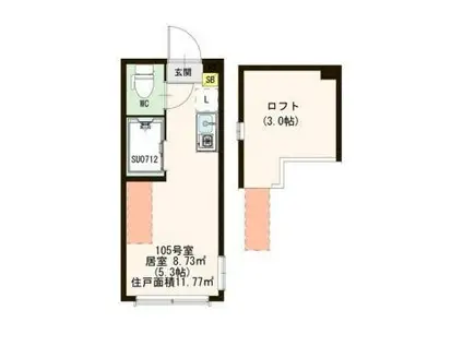 カレッジヒルズ小竹向原(ワンルーム/1階)の間取り写真