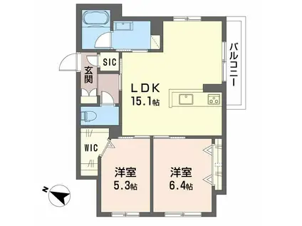 フクジュエール(2LDK/2階)の間取り写真