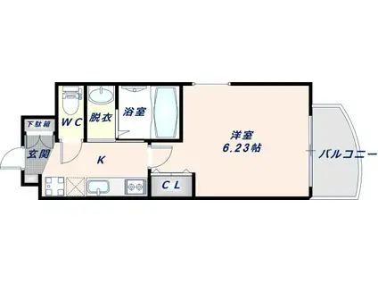 LUXE布施南II(1K/4階)の間取り写真