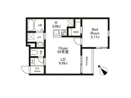 シェリム南福岡V(1LDK/3階)の間取り写真
