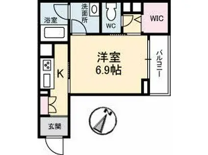 テラ五日市駅(1K/3階)の間取り写真