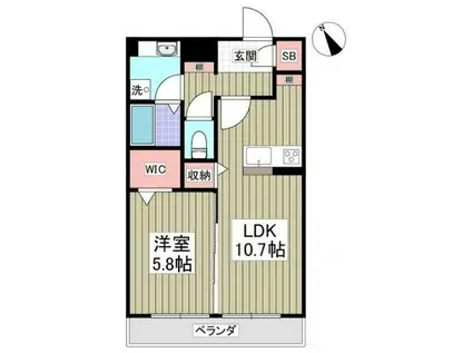 RIVER SIDE西湘(1LDK/3階)の間取り写真