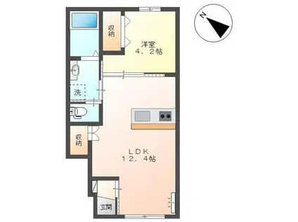 羽生市西スターテラスII・L(1LDK/1階)の間取り写真
