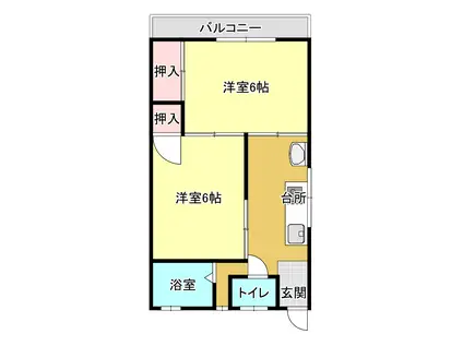 ヒヤマコーポ(2DK/1階)の間取り写真