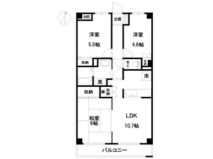 パレスアゼリア(3LDK/1階)の間取り写真