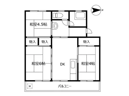 服部ビルA(3DK/5階)の間取り写真