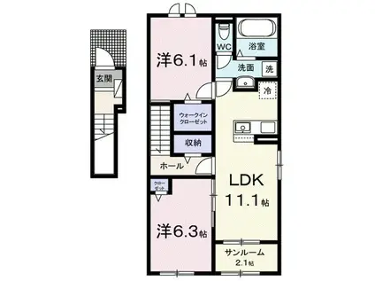 ホップIV(2LDK/2階)の間取り写真
