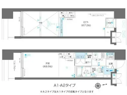 ZOOM麻布十番(1K/4階)の間取り写真