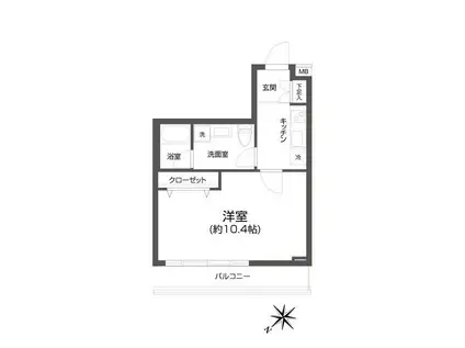 PASEO中目黒(1K/3階)の間取り写真