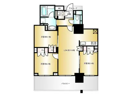 プラウド阪急塚口駅前(3LDK/5階)の間取り写真