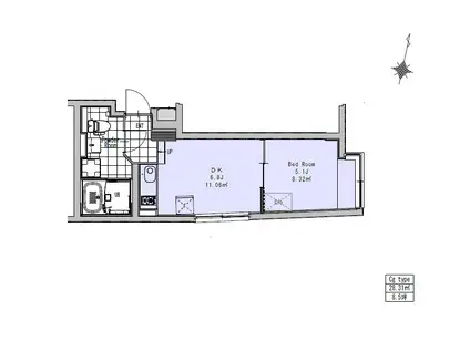EXAM祐天寺(1DK/1階)の間取り写真