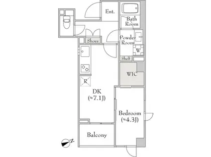 ミリアレジデンス白金台(1DK/3階)の間取り写真