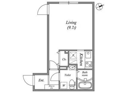 MODULOR祐天寺(1K/1階)の間取り写真