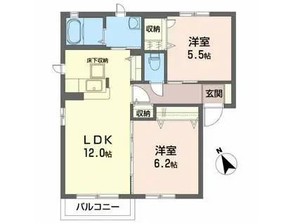 シャーメゾン・ストーンA(2LDK/1階)の間取り写真