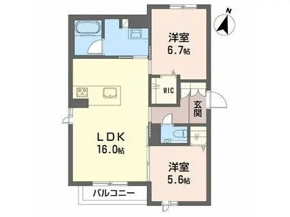 ラ メゾン クレール(2LDK/2階)の間取り写真