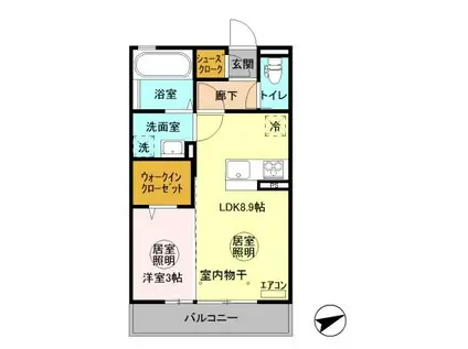 レフィナード(1LDK/2階)の間取り写真