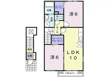エクセル戸室B(2LDK/2階)の間取り写真