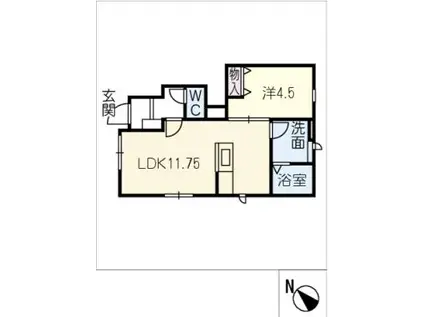 リーブルファイン鯏浦町(1LDK/1階)の間取り写真