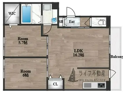 グラン クリフ(2LDK/3階)の間取り写真