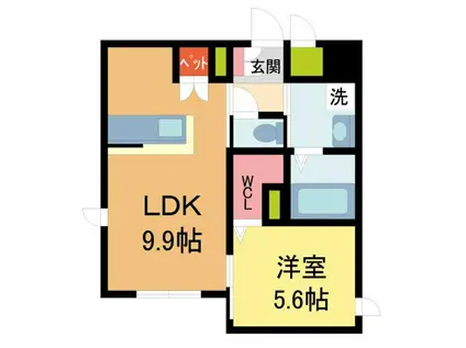 へーベルメゾン城ケ堀(1LDK/1階)の間取り写真