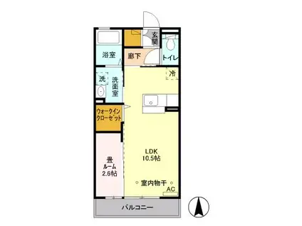 カリンビュー太田(1LDK/3階)の間取り写真