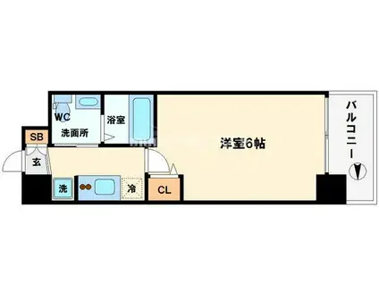 エステムプラザ難波ウエストリバークロス(1K/15階)の間取り写真