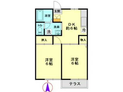 レイクバレーA(2DK/1階)の間取り写真