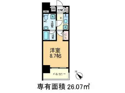 メインステージ王子II(1K/7階)の間取り写真