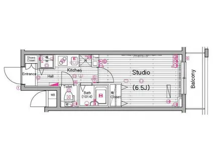 グランドガーラ横濱山下町(1K/3階)の間取り写真