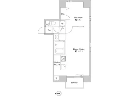 フルールM(1LDK/4階)の間取り写真
