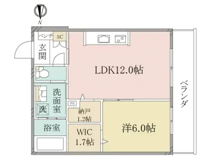 ヘーベルヴィレッジ大田六郷(1LDK/3階)の間取り写真