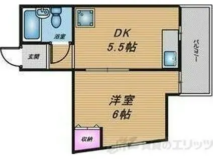 メゾンユタカファイブ(1DK/6階)の間取り写真