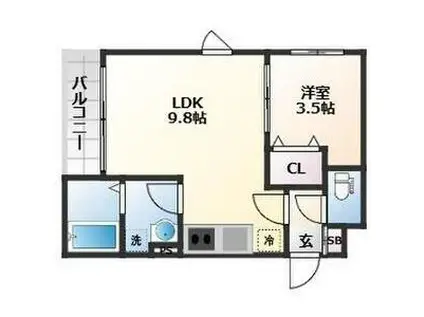 ソルフォート(1LDK/1階)の間取り写真