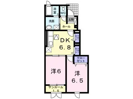 LE・SENAT(2DK/1階)の間取り写真