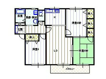 ソレイユルボンIAB(3LDK/1階)の間取り写真