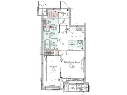 コンシェリア目黒本町 THE RESIDENCE(1LDK/3階)の間取り写真