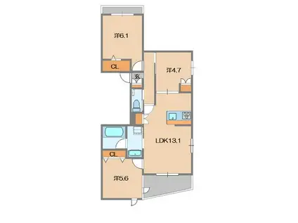 ヴィラ ルミエールII(3LDK/1階)の間取り写真